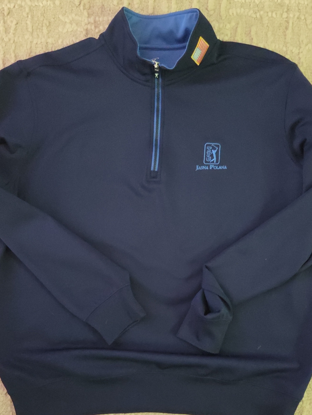 Fairway & Greene Navy and Light Blue Zip Golf Pullover, XL